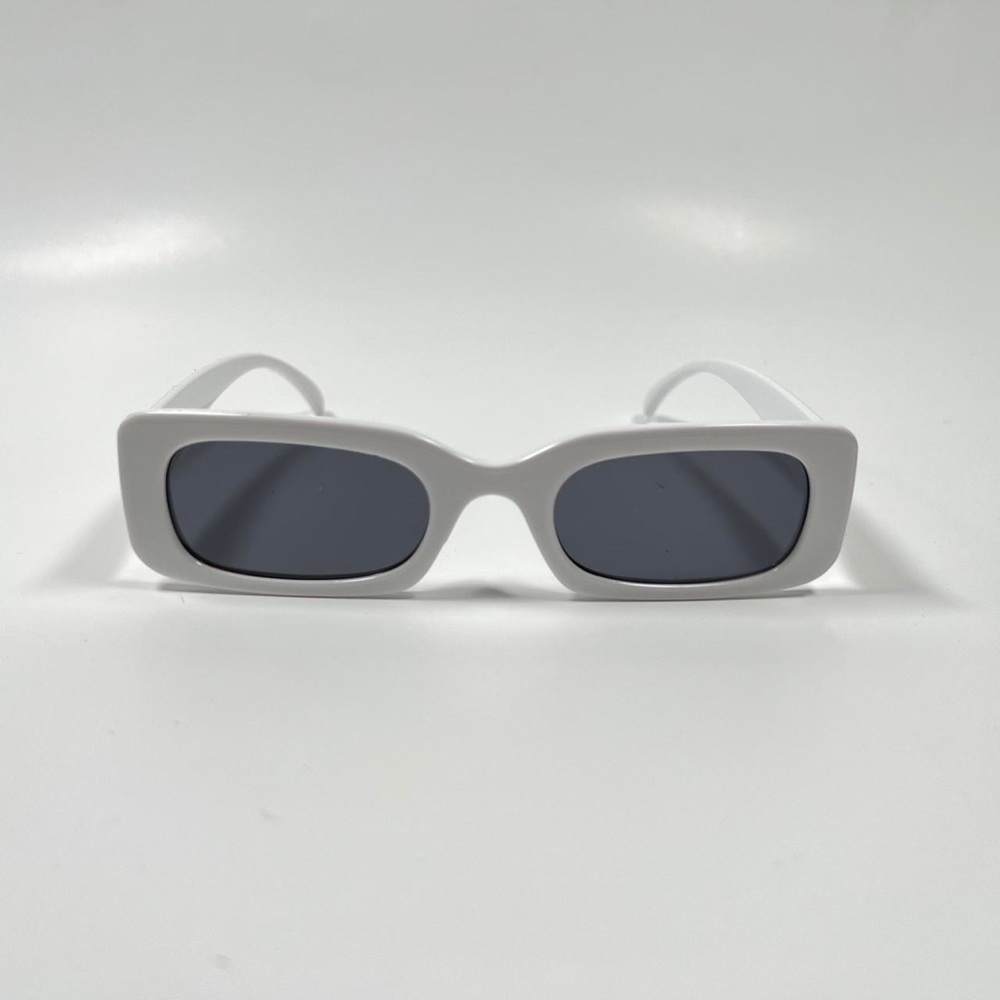 rectangle white frame sunglasses